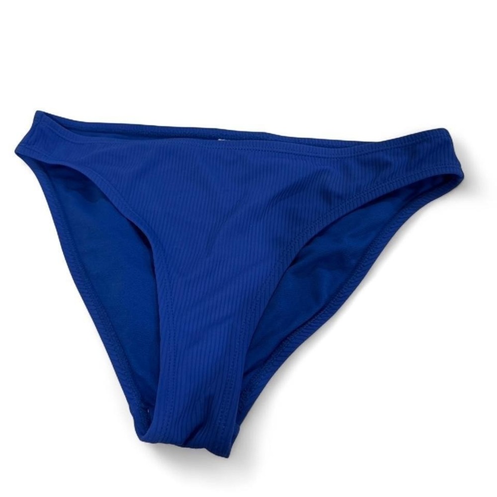 California Waves Womens Ribbed Bikini Bottoms Royal Blue Low Rise Swim Size M